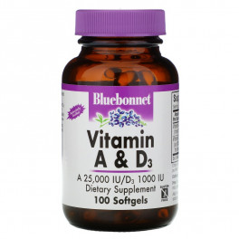 Bluebonnet Nutrition Витамин А и D3 100 капс